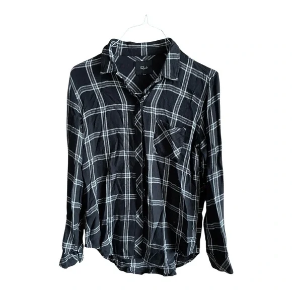 Rails Hunter Ash Cream Grey Plaid Flannel Button Shirt - Picture 2 of 7